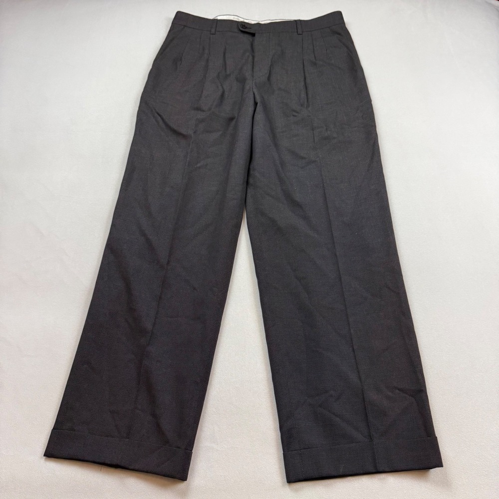 Zanella Platinum Mens Dress Pants 34x30 Pleated Cuffed Virgin Wool Made in Italy